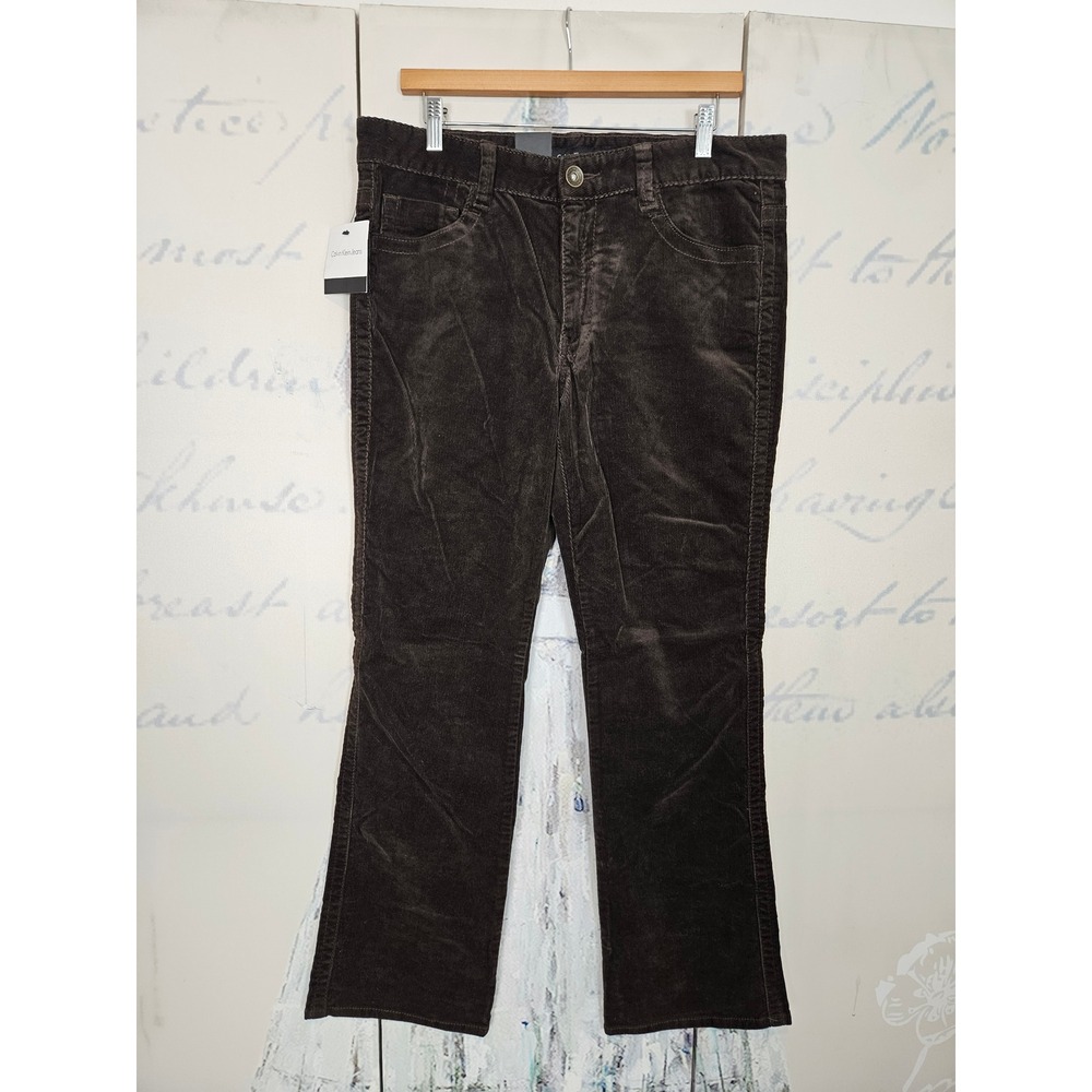 NWT Calvin‎ Klein Jeans Corduroy Pants 12 Brown Bootcut Dark Academia Boho Indie